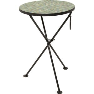 Kare Design Bijzettafel Clack Mosaic Ø35cm groen en blauw