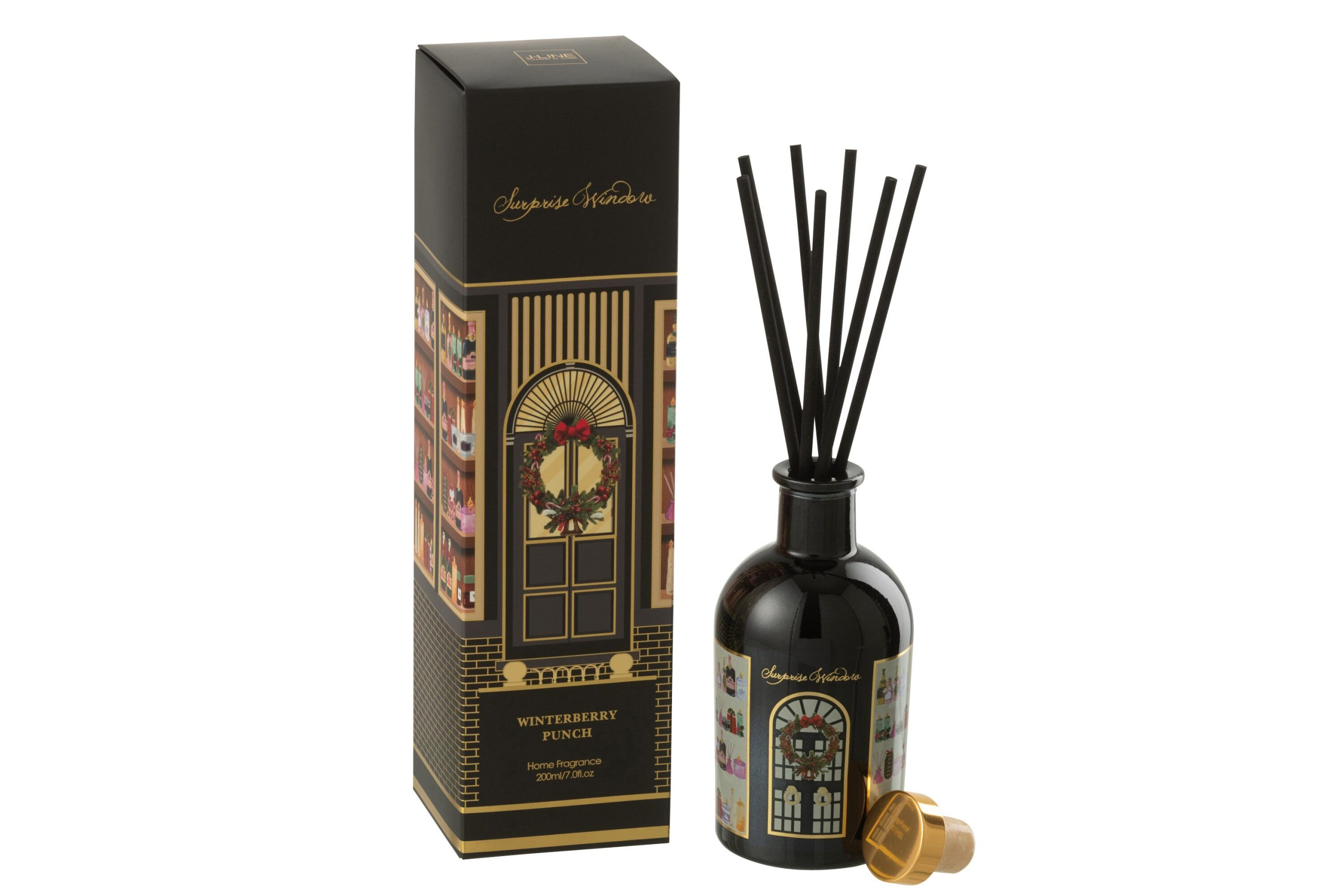 J-Line geurstokjes Surprise Window - Winterberry Punch - zwart/goud