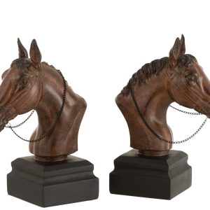 J-Line boekensteun Paard – polyresin – bruin – 2 stuks J-Line boekensteun Paard – polyresin – bruin – 2 stuks