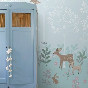 ESTAhome fotobehang hertjes blauw – 250 x 279 cm – 159262 ESTAhome fotobehang hertjes blauw – 250 x 279 cm – 159262