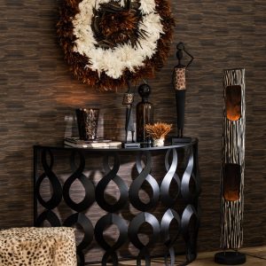 J-Line decoratie fles + stop Spikkel – glas – bruin/zwart – medium