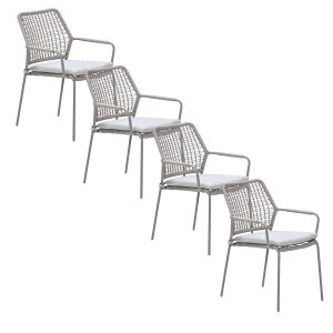 Garden Impressions Natas tuinstoel stapelbaar taupe – natural sand – 4 Garden Impressions Natas tuinstoel stapelbaar taupe – natural sand – 4