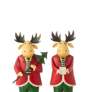 J-Line figuur Eland Staand – ijzer – rood/groen – 2 stuks