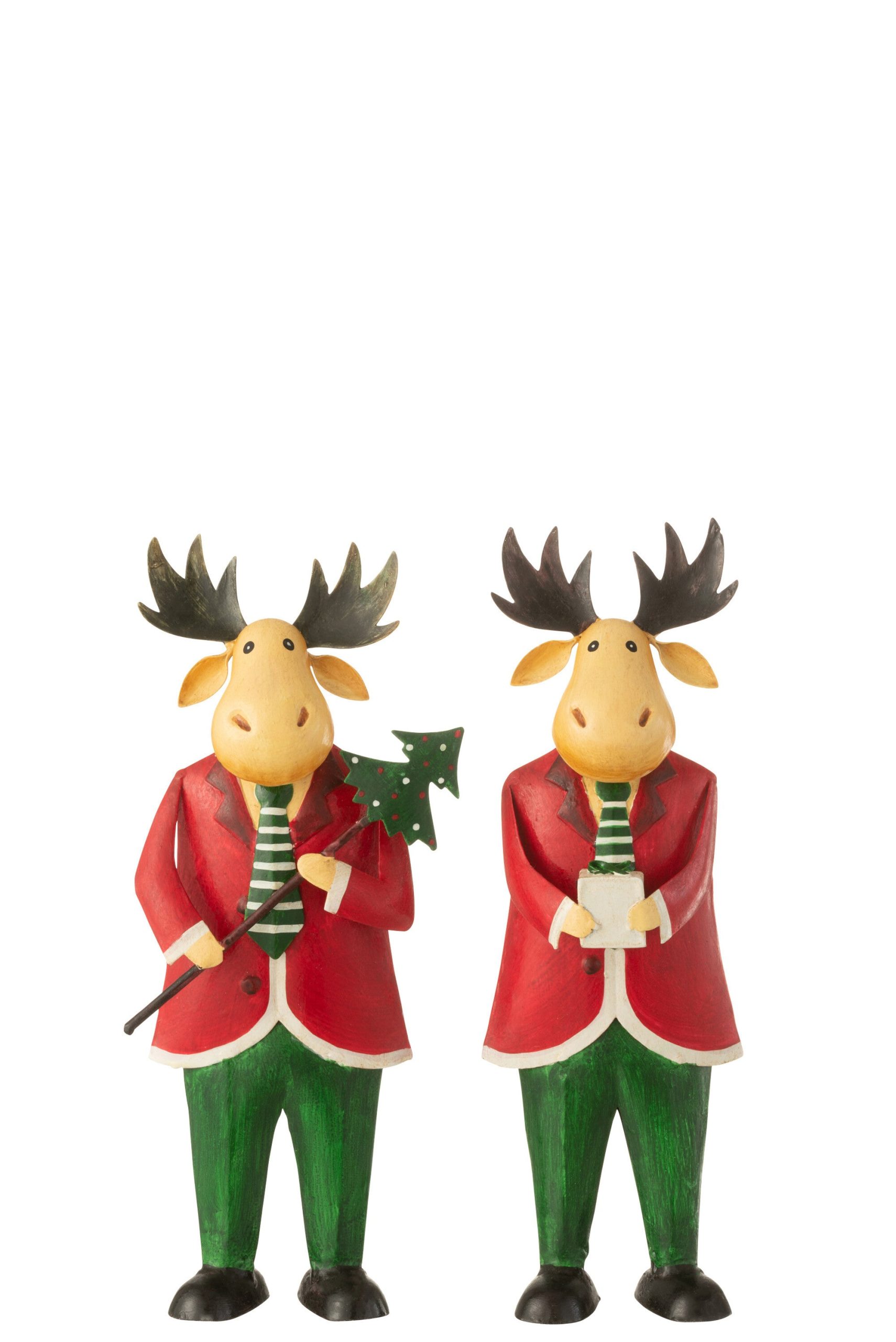 J-Line figuur Eland Staand - ijzer - rood/groen - 2 stuks