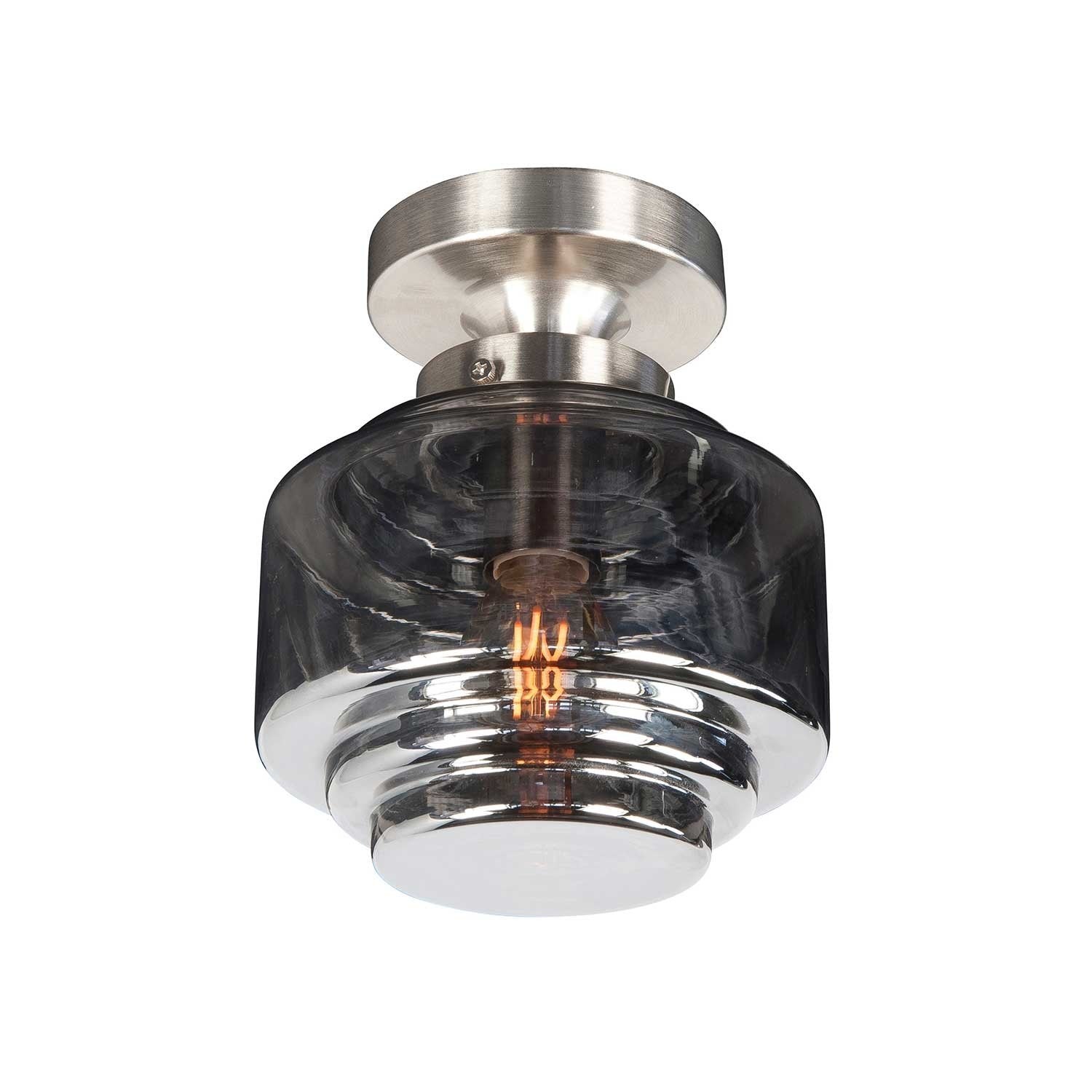 Highlight plafondlamp Deco - 1 lichts - 15 x 19 cm - mat chroom rook