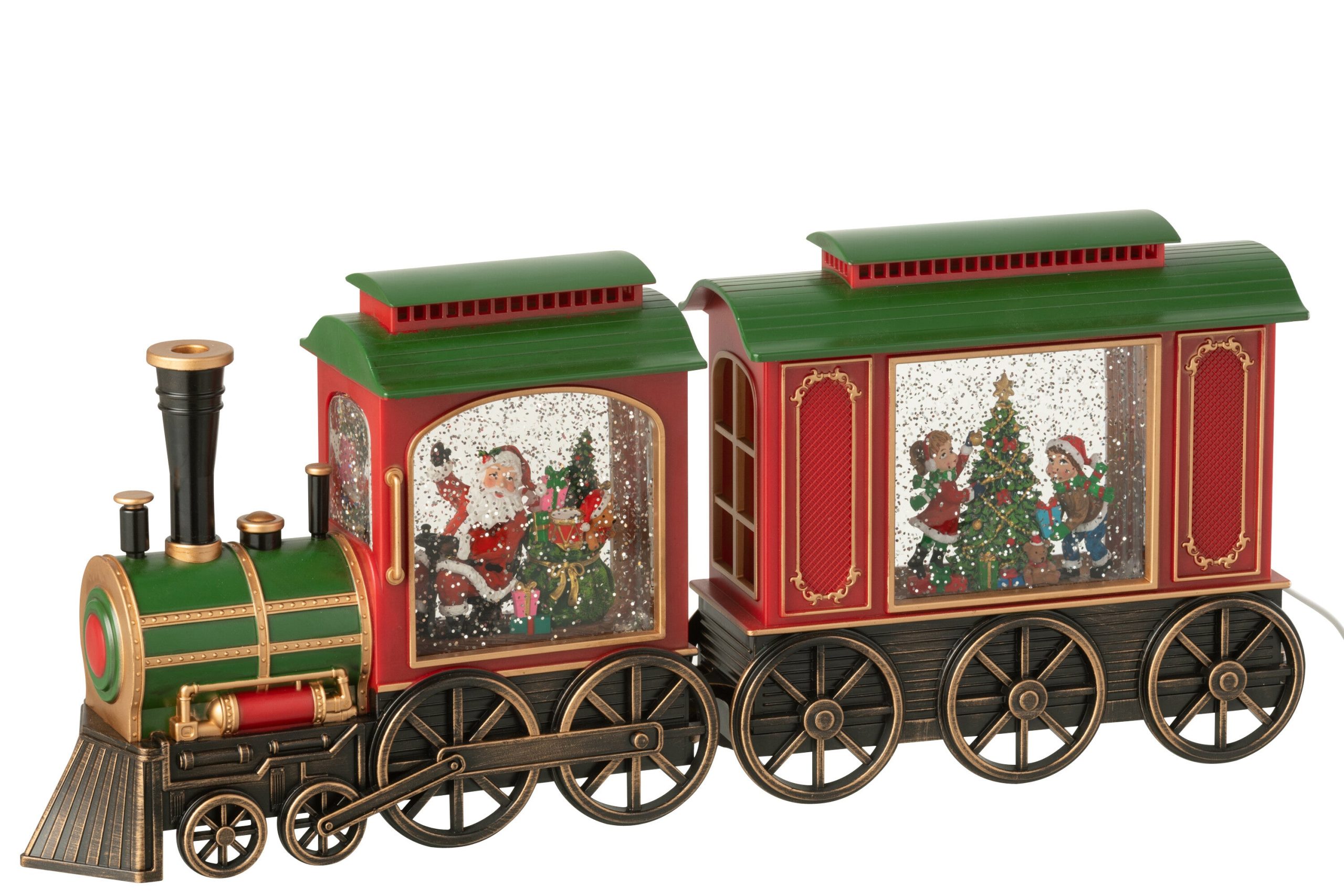 J-Line decoratie Trein + Muziek Kerstman - kunststof - mix - LED