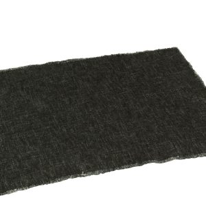 J-Line placemat Rechthoek + Gerafelde Randen – Linnen/Katoen – zwart
