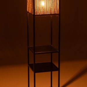 J-Line vloerlamp Vierkant – ijzer/jute – naturel/zwart