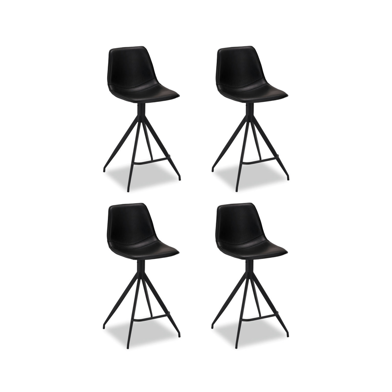 Furnhouse barkruk Isabel - Zwart - Kunstleer - Set van 4