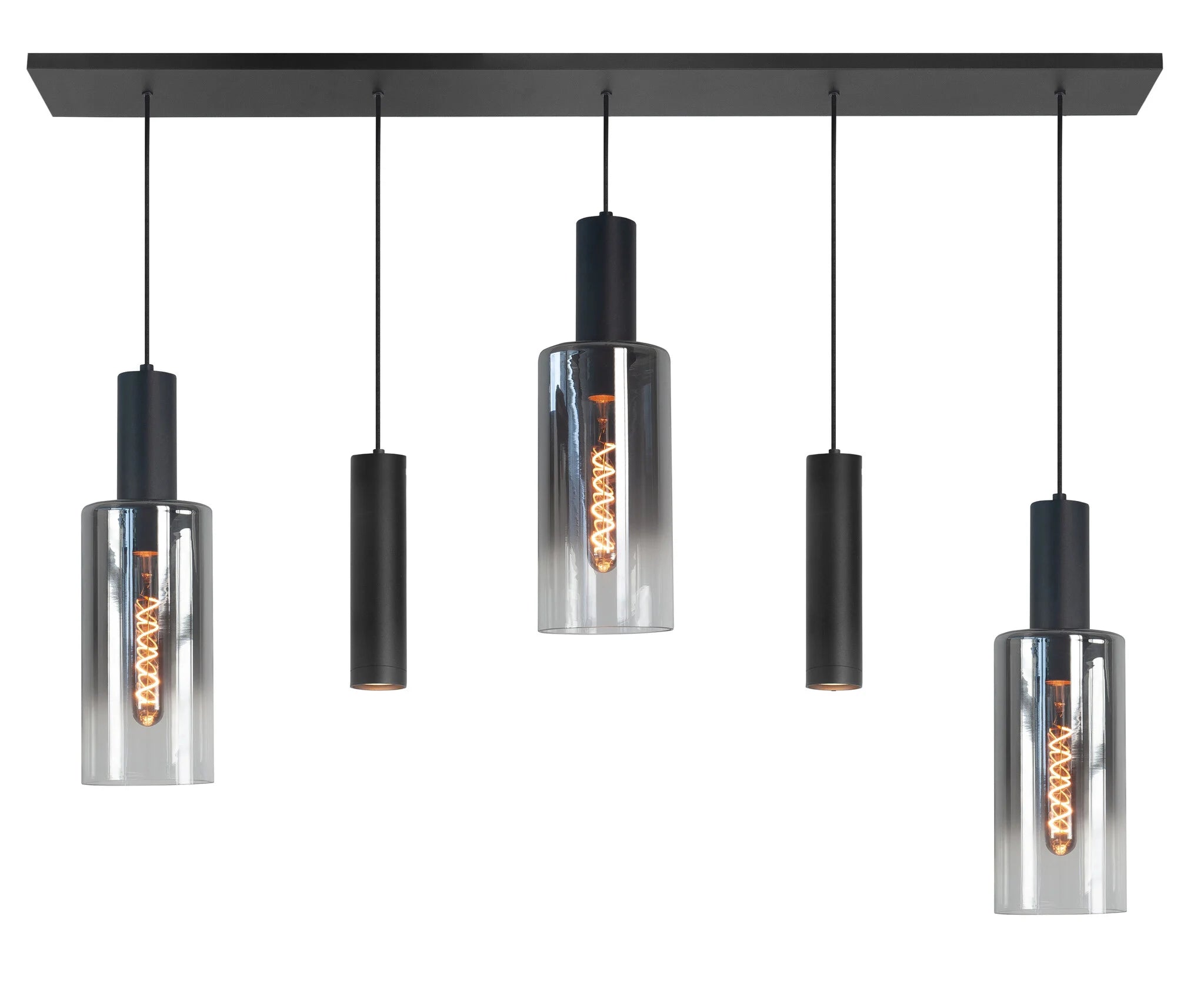 Highlight hanglamp Perugia - 5 lichts - 120 x 165 cm - zwart