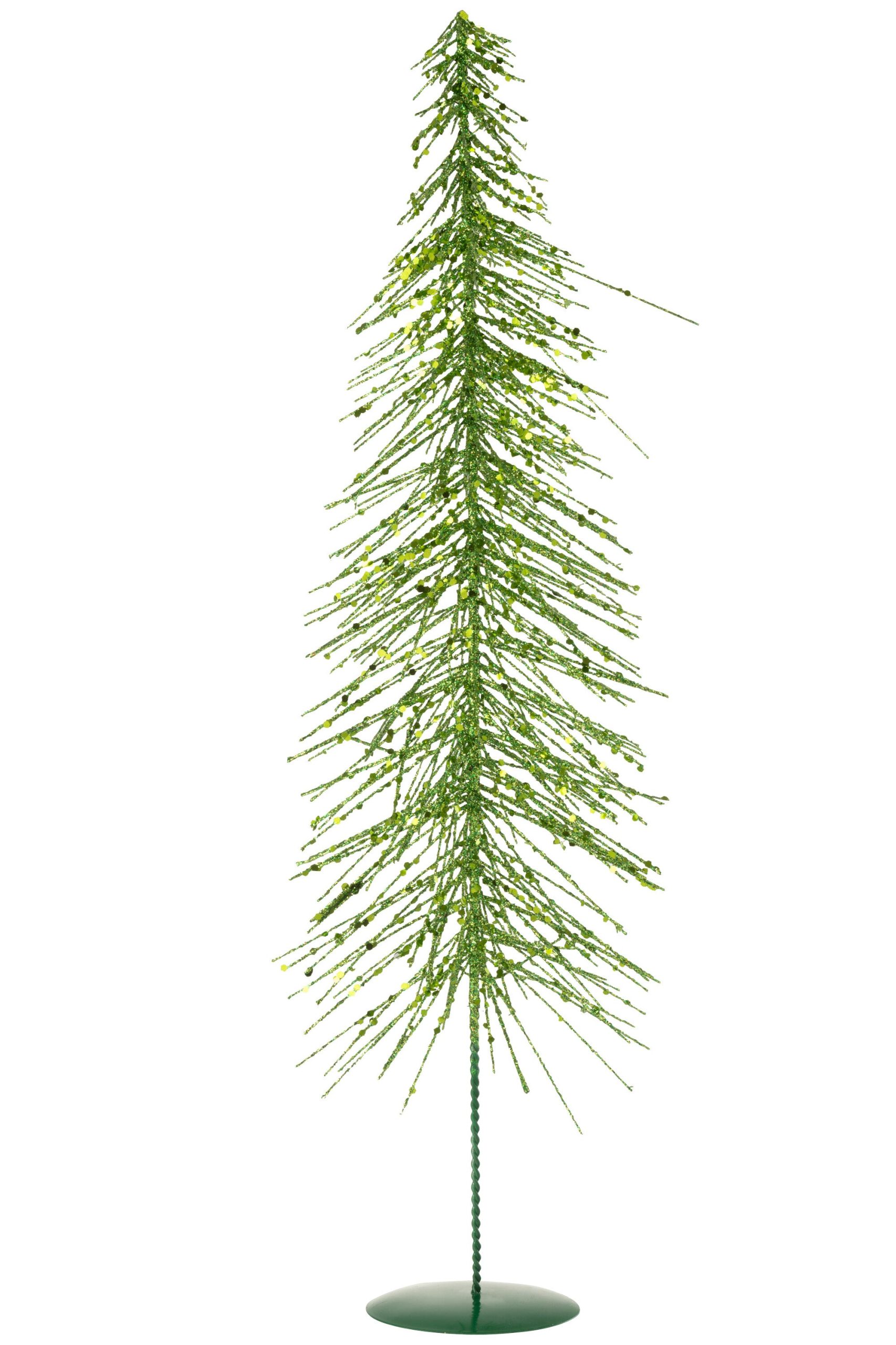 J-Line decoratie Kerstboom Glitters - kunststof - donkergroen - large