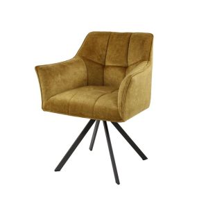 Giga Meubel Eetkamerstoel Raster – Goud Velvet – Draaibaar – Set van 2 Giga Meubel Eetkamerstoel Raster – Goud Velvet – Draaibaar – Set van 2