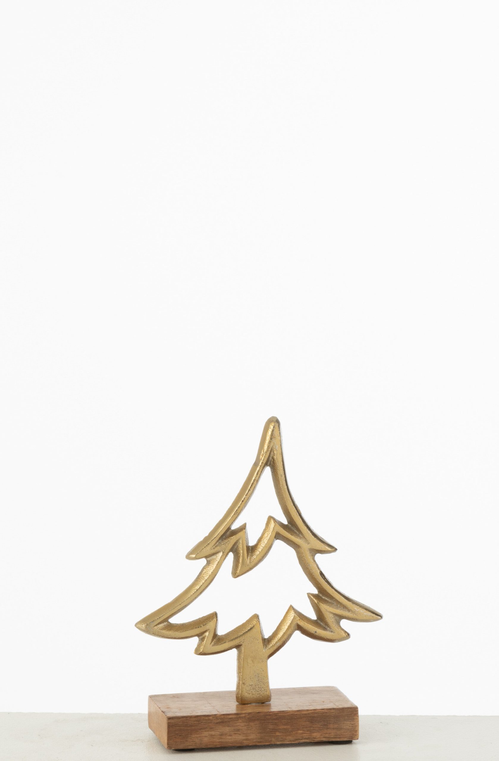 J-Line decoratie Denneboom Op Voet - aluminium/hout - goud - small