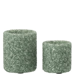 J-Line theelichthouder – steen/glas – donkergroen – set van 2