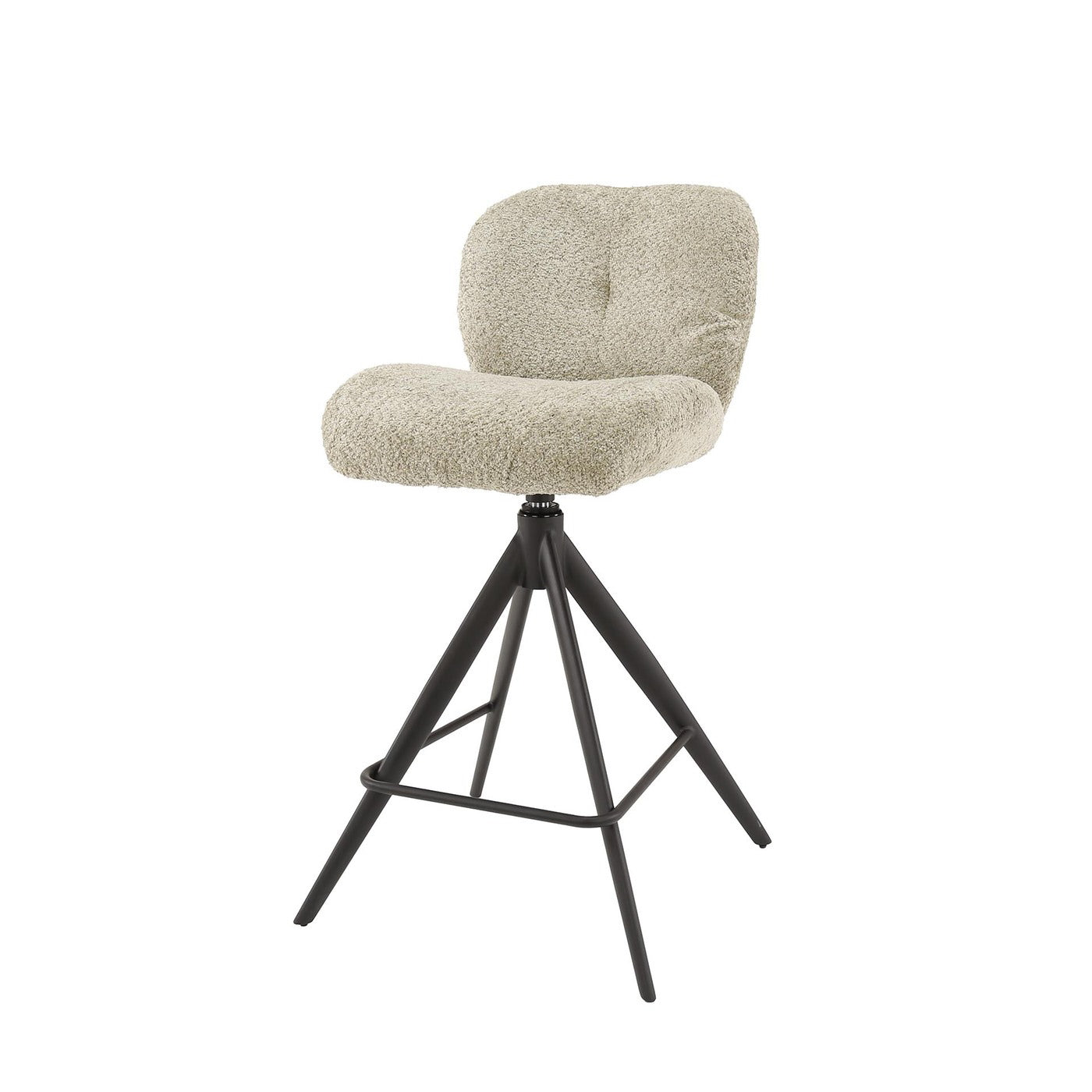 Giga Meubel Barstoel Comfort - Zand Bouclé - Draaibaar - Zithoogte 69c