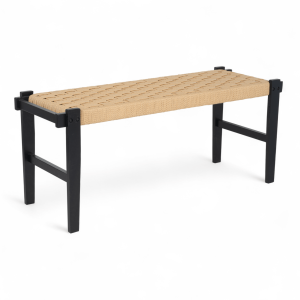 Furnhouse bankje Nobel – Zwart – Papiergaren – 38x110x47