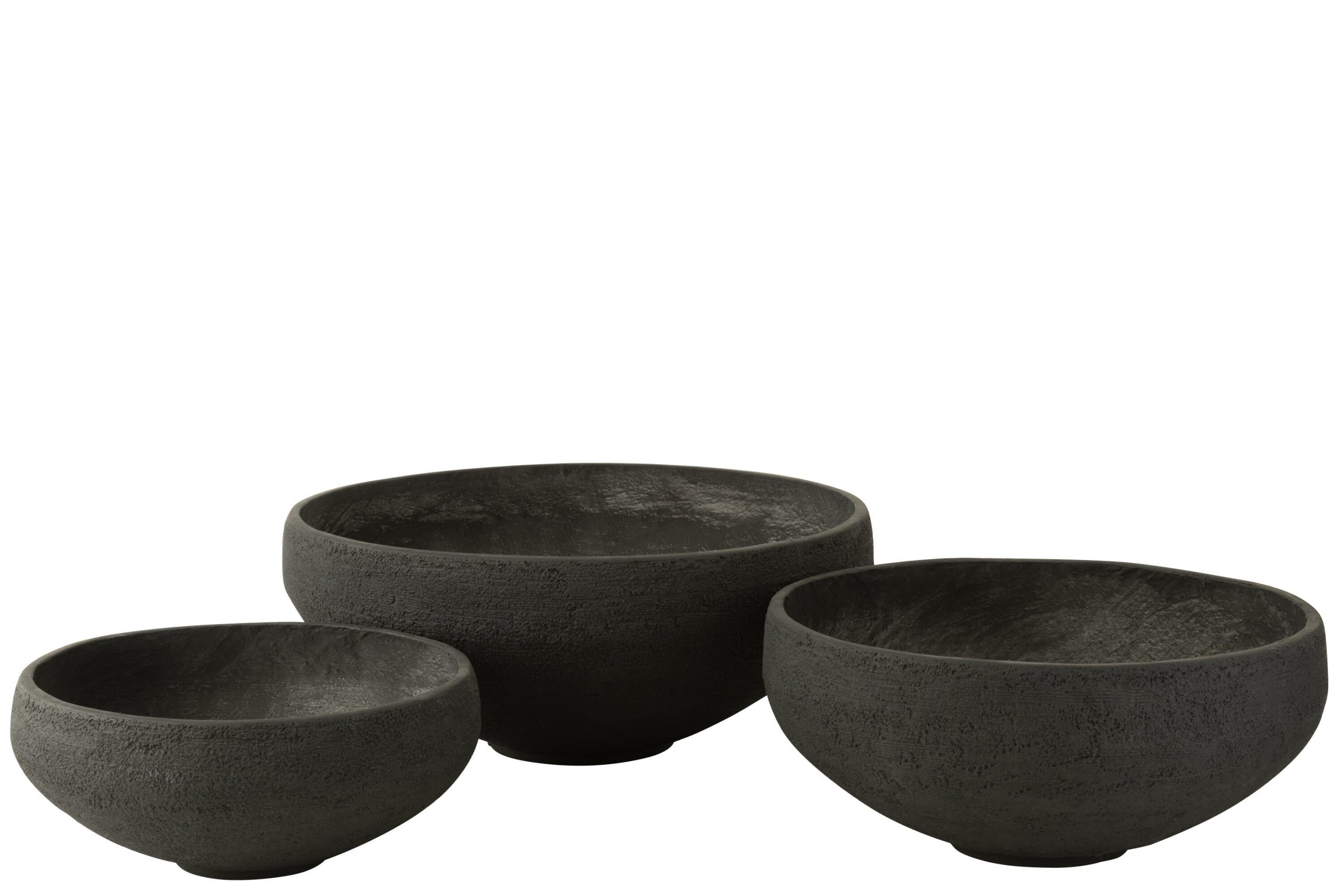 J-Line schaal Vezelklei - keramiek - zwart - 3 stuks - Ø 69.5 cm