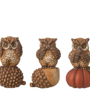 J-Line figuur Uil horen/zien/zwijgen – porselein – bruin – 3 stuks J-Line figuur Uil horen/zien/zwijgen – porselein – bruin – 3 stuks