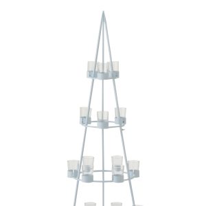 J-Line theelichthouder Boom 21 – metaal/glas – wit