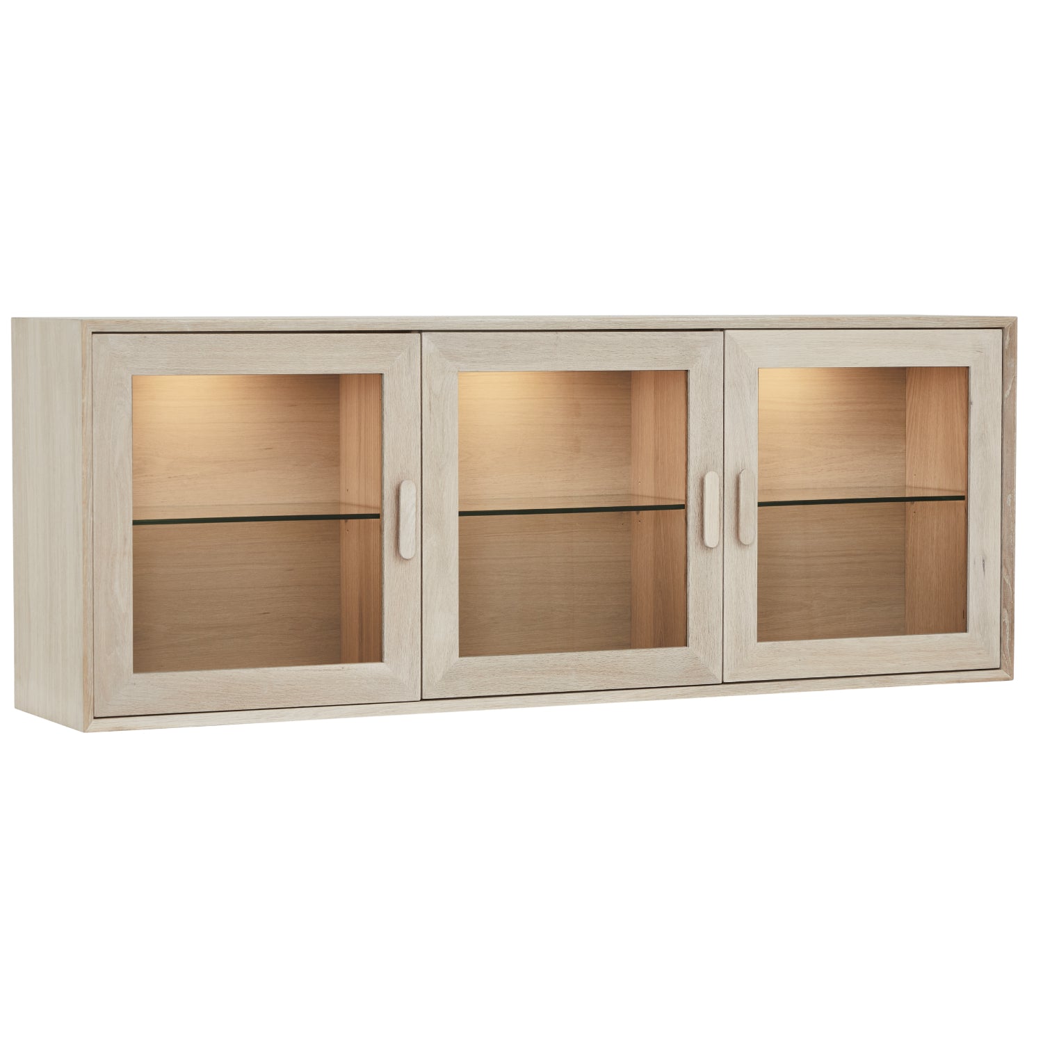 Furnhouse 3-deurs wandkast Porto - Witte olie - MDF, Eikenfineer, Glas