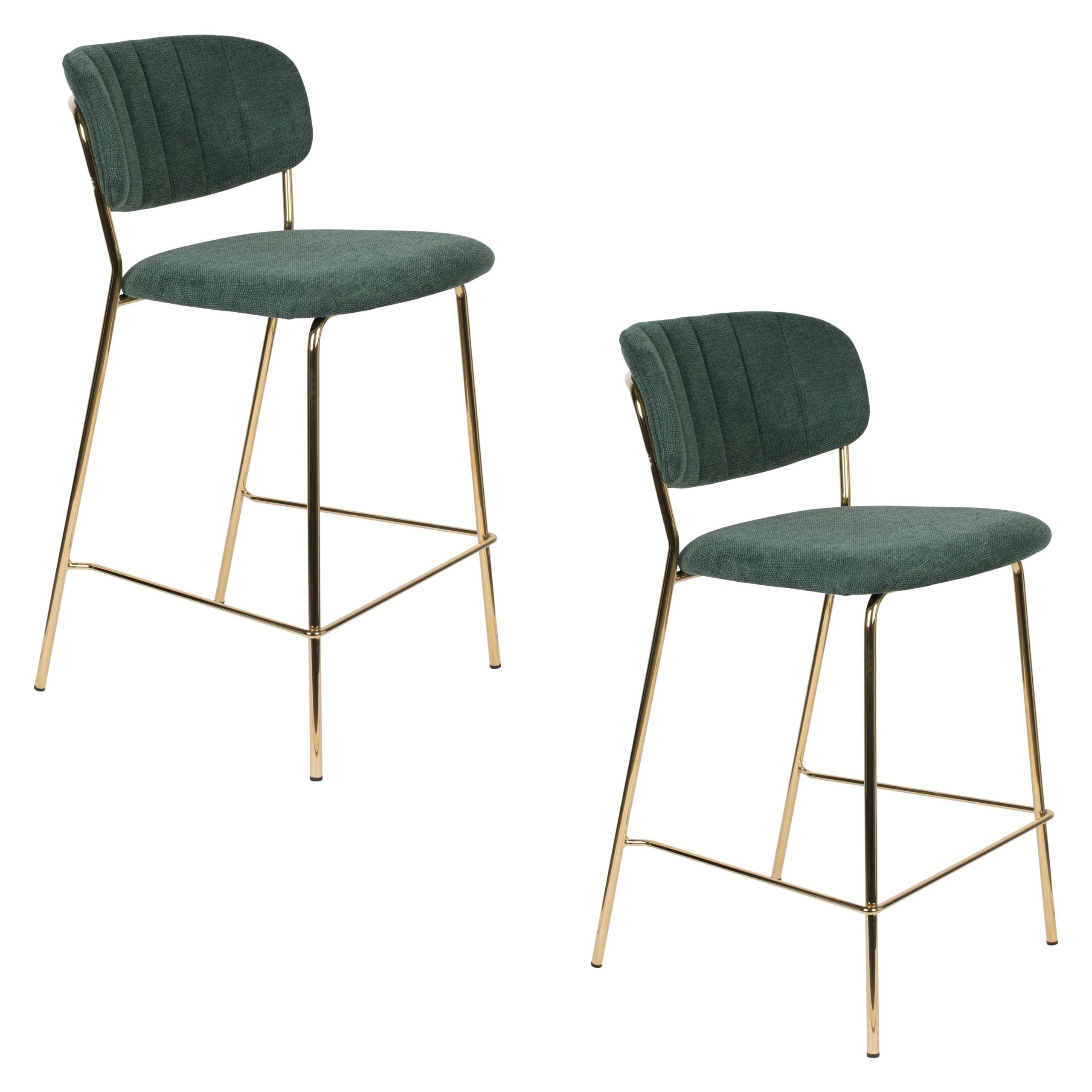 Housecraft Living Jolien Barkrukken rugleuning 65 cm Goud/ Donkergroen