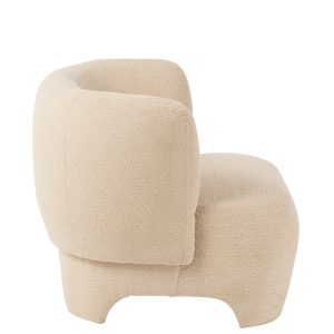 J-Line zetel 1-Zit Gebreid – textiel/hout – wit