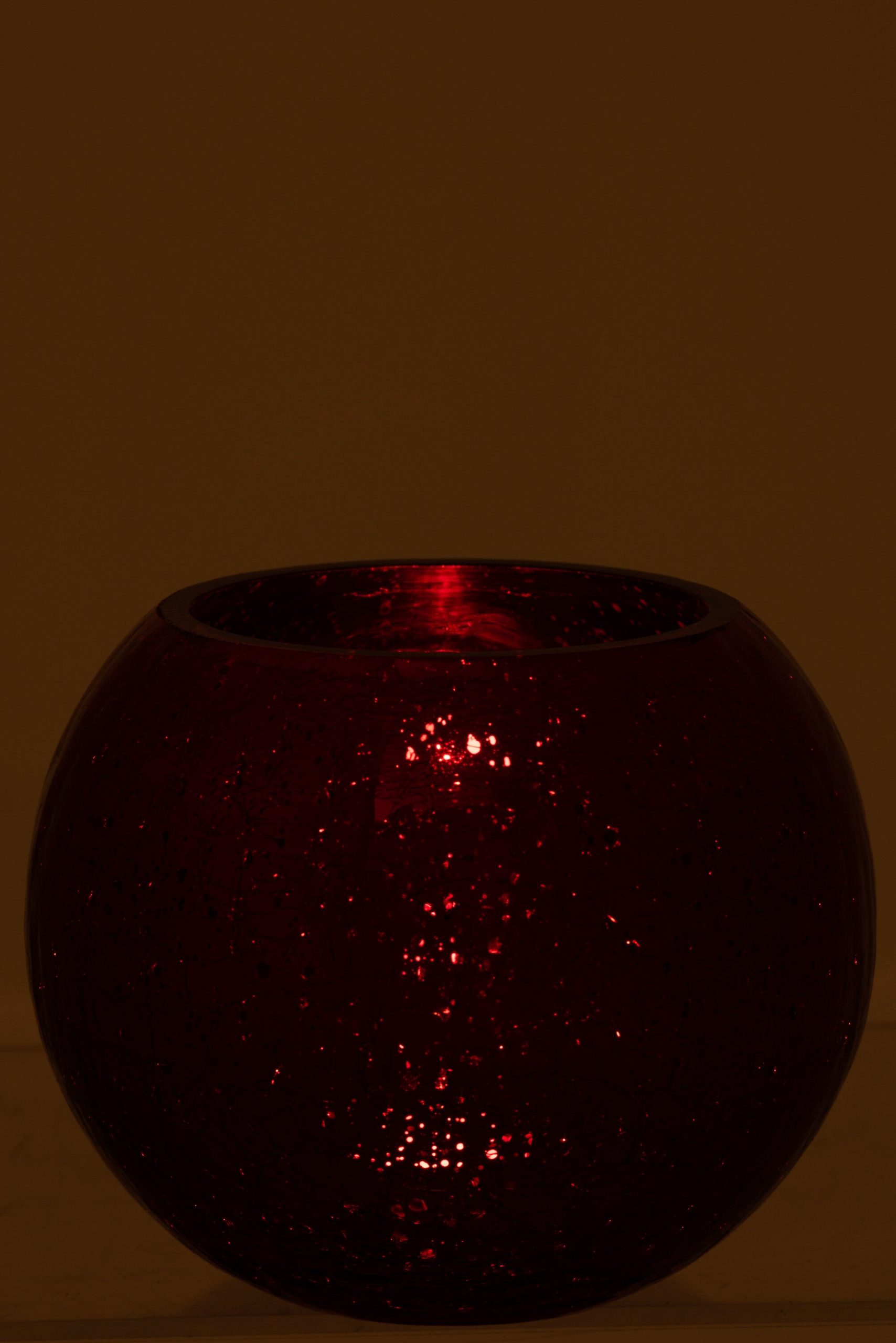 J-Line windlicht Bol Craquelé - glas - rood - large