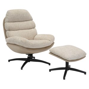 Giga Meubel Fauteuil Liane – Stof/Metaal – Beige – Met Voetenbankje Giga Meubel Fauteuil Liane – Stof/Metaal – Beige – Met Voetenbankje