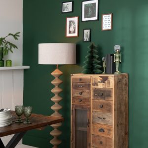 J-Line vloerlamp Rups – populierenhout – naturel/grijs
