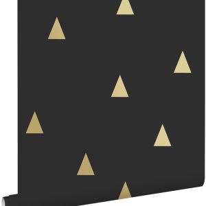 ESTAhome behang grafische driehoeken zwart en goud – 53 cm x 10.05 m –