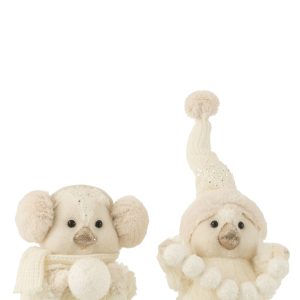 J-Line figuur Pinguin Sneeuwbalen Staand – textiel – ecru – large – 2 J-Line figuur Pinguin Sneeuwbalen Staand – textiel – ecru – large – 2