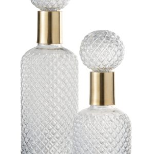J-Line decoratie fles + stop Relief – glas – transparant – large J-Line decoratie fles + stop Relief – glas – transparant – large