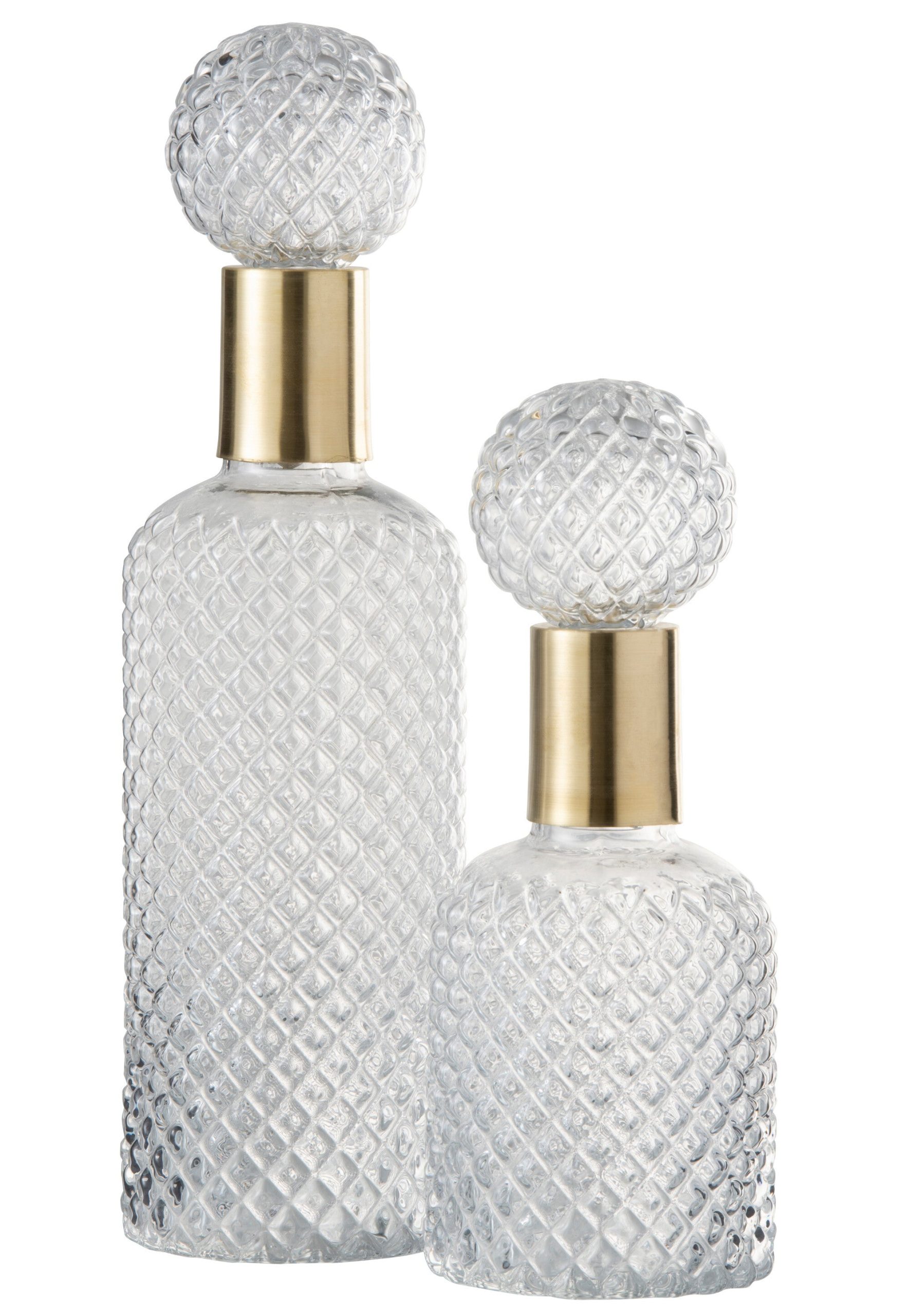 J-Line decoratie fles + stop Relief - glas - transparant - large