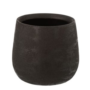 J-Line bloempot Oneffen – keramiek – zwart – medium – Ø 19 cm