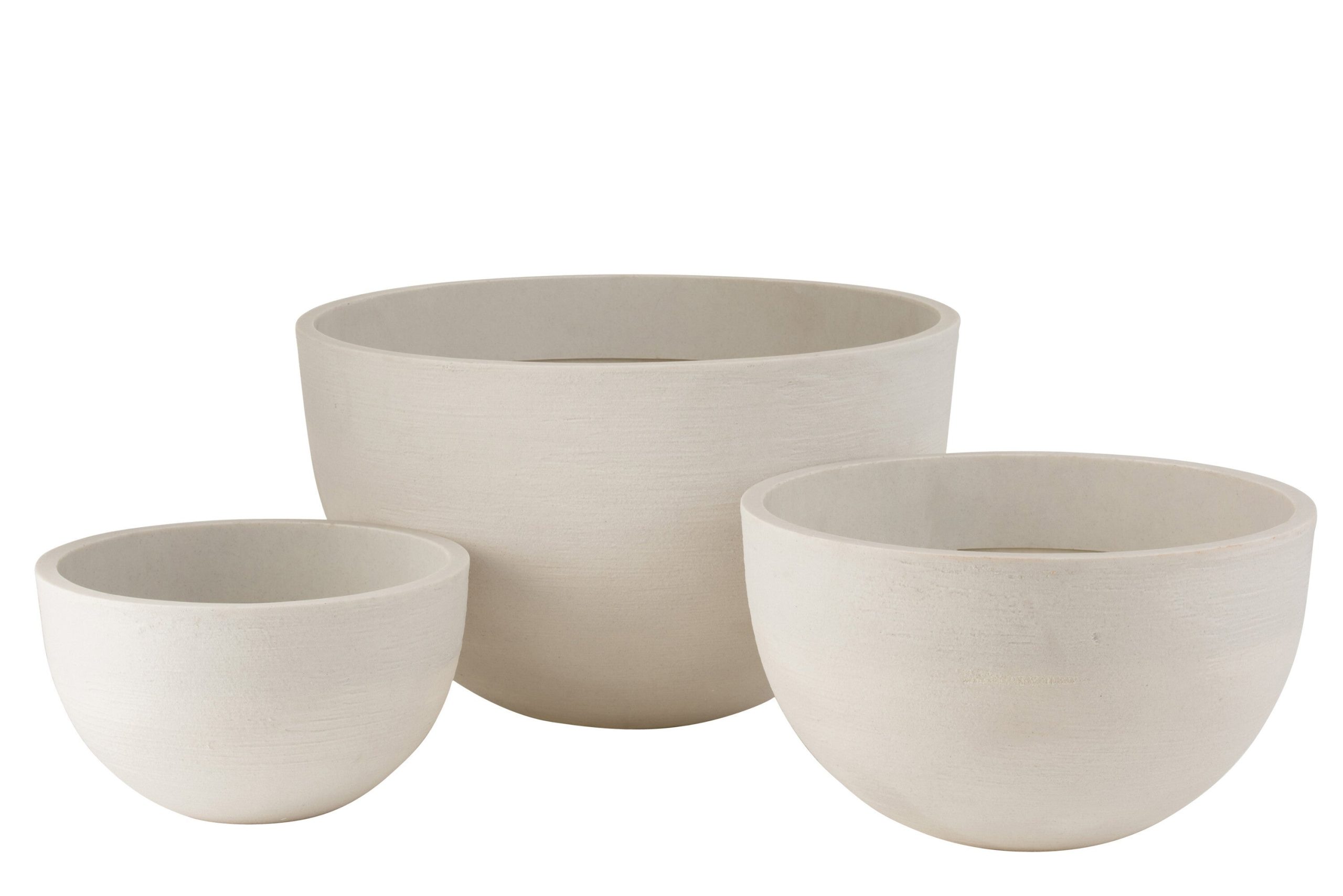 J-Line bloempot Rond Laag - keramiek - wit - 3 stuks - Ø 60 cm