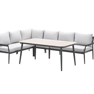 Barcelona lounge-diningset -5-dlg. – c. black -dark grey – valley sand Barcelona lounge-diningset -5-dlg. – c. black -dark grey – valley sand