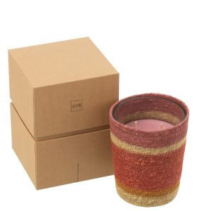 J-Line geurkaars Mand – Tender Rose – glas – bordeaux – medium – 55U J-Line geurkaars Mand – Tender Rose – glas – bordeaux – medium – 55U