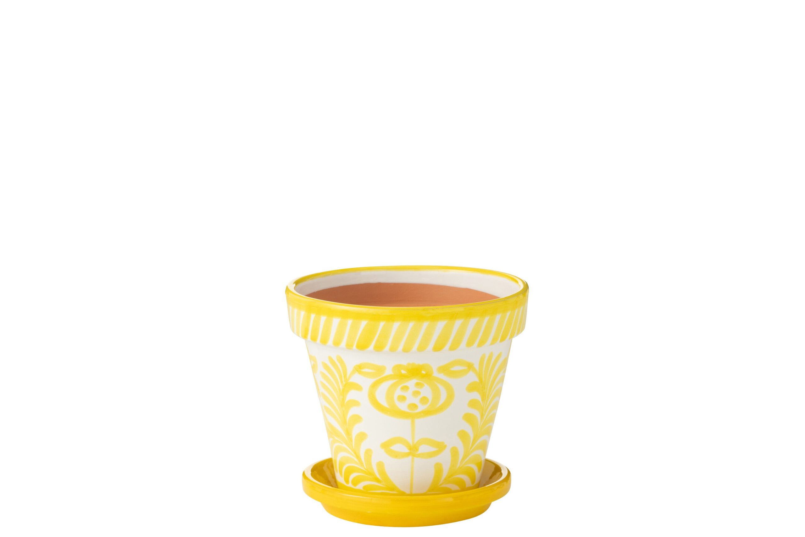 J-Line bloempot Granada Handmade + Painted - keramiek - geel - medium