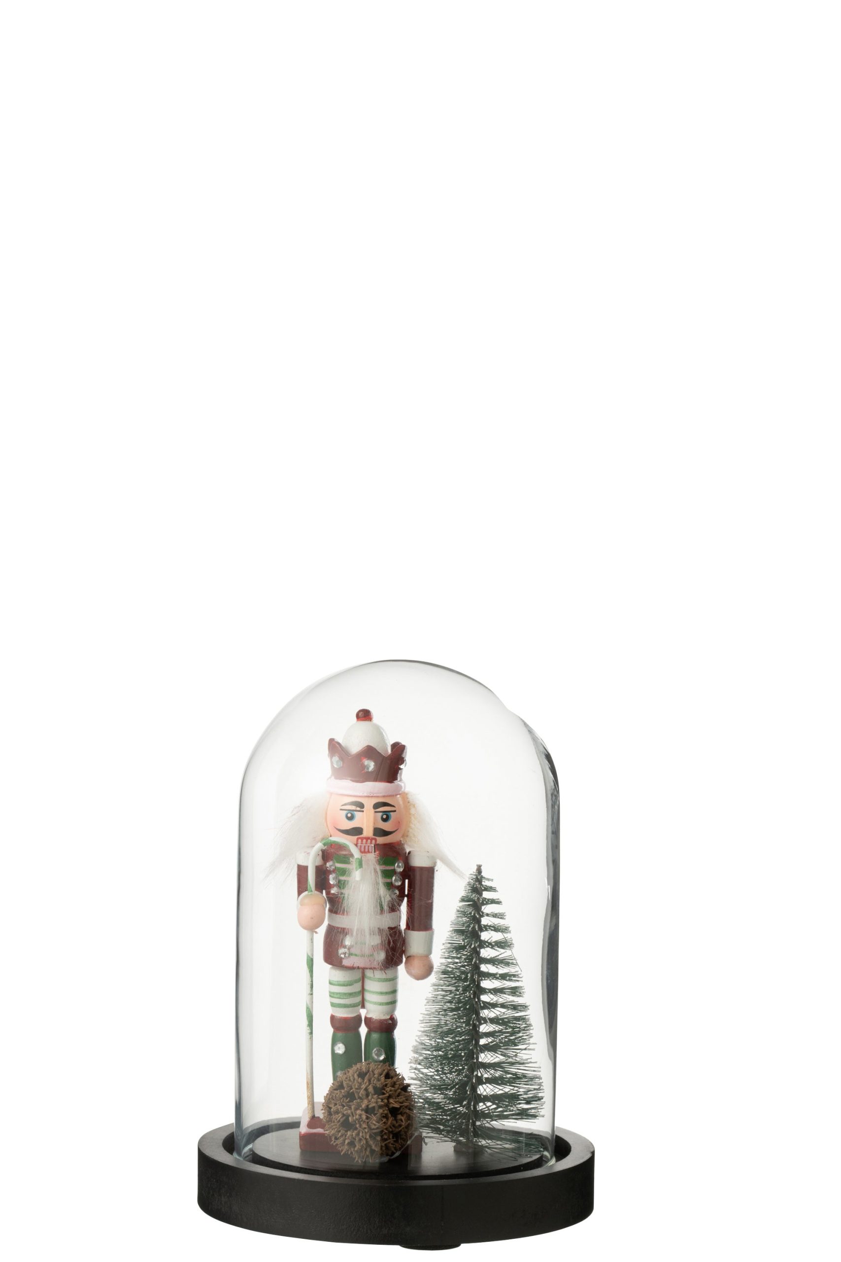 J-Line Decoratieve stolp Notenkraker - glas - kerstrood/donkergroen -