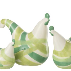 J-Line decoratie Hanen Lijnen Dolomiet – keramiek – groen – set van 3 J-Line decoratie Hanen Lijnen Dolomiet – keramiek – groen – set van 3