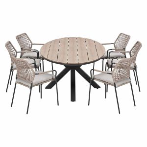 Garden Impressions Tuinset Natas sand 7-delig – Tulli tuintafel ovaal Garden Impressions Tuinset Natas sand 7-delig – Tulli tuintafel ovaal