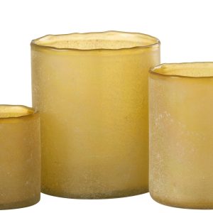 J-Line theelichthouder Ruby – glas – geel – 3 stuks