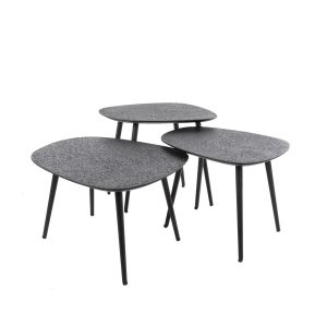 Giga Meubel Salontafel Metallic – Zwart Metaal – Set van 3 – 62x51x36c