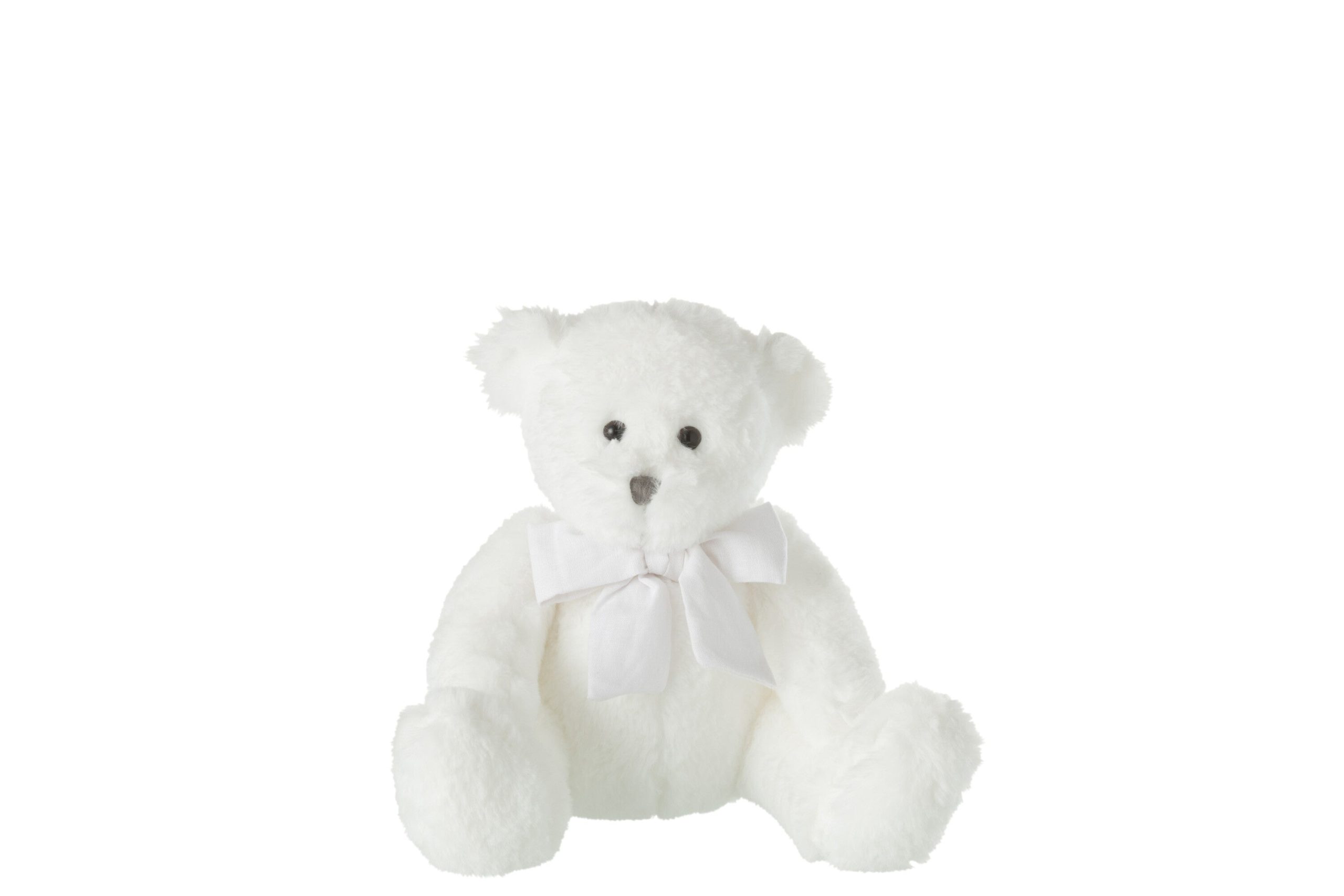 J-Line knuffel Beer met Strik - polyester - wit - small