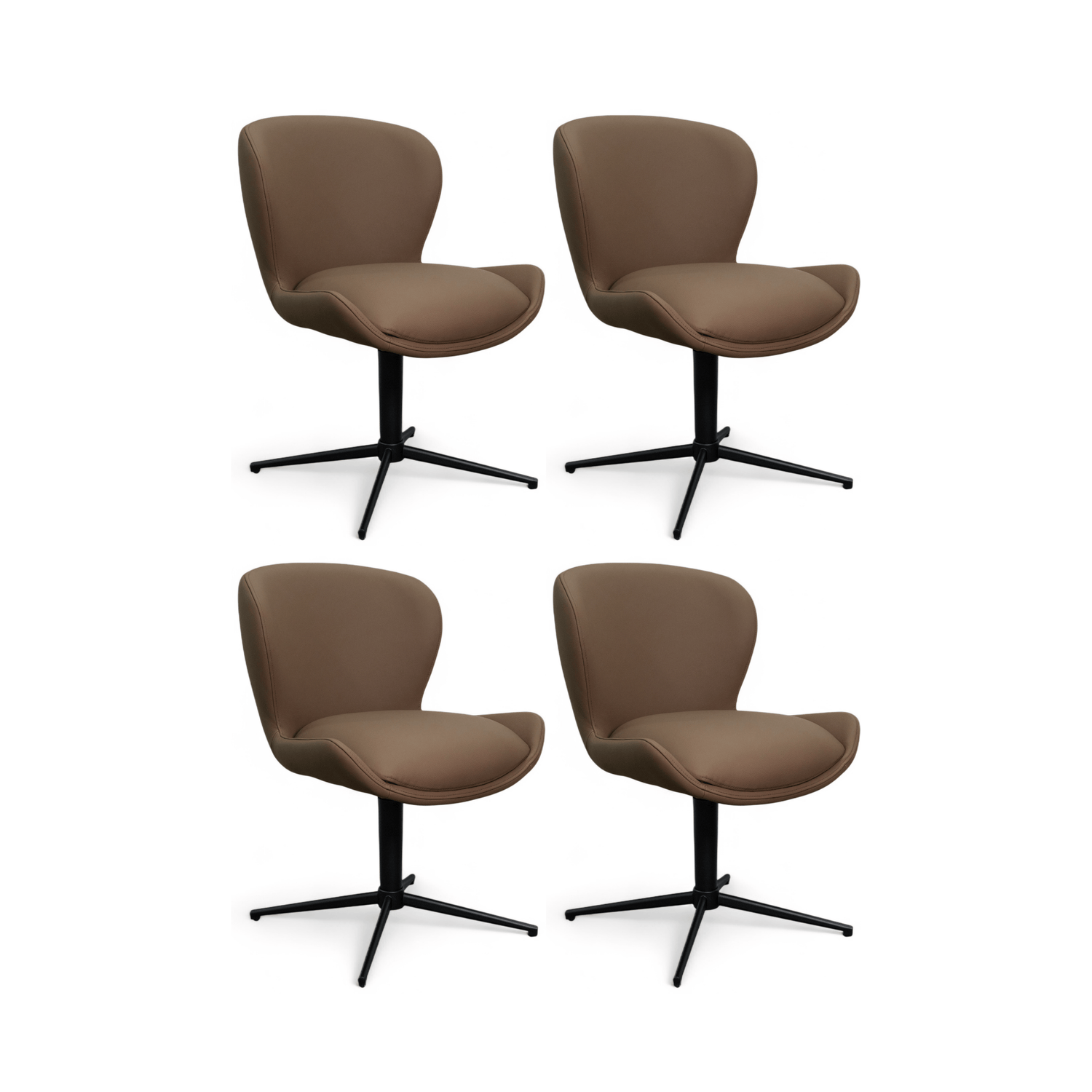 Furnhouse eetkamerstoel Nicklas - Taupe - Leer - Set van 4