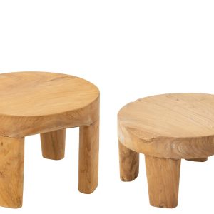 J-Line tafel Rond – hout – naturel – set van 2 J-Line tafel Rond – hout – naturel – set van 2