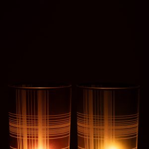J-Line windlicht Geruit – glas – bruin/groen – large – 2 stuks J-Line windlicht Geruit – glas – bruin/groen – large – 2 stuks