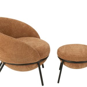 J-Line loungestoel + poef – ijzer – terracotta/zwart