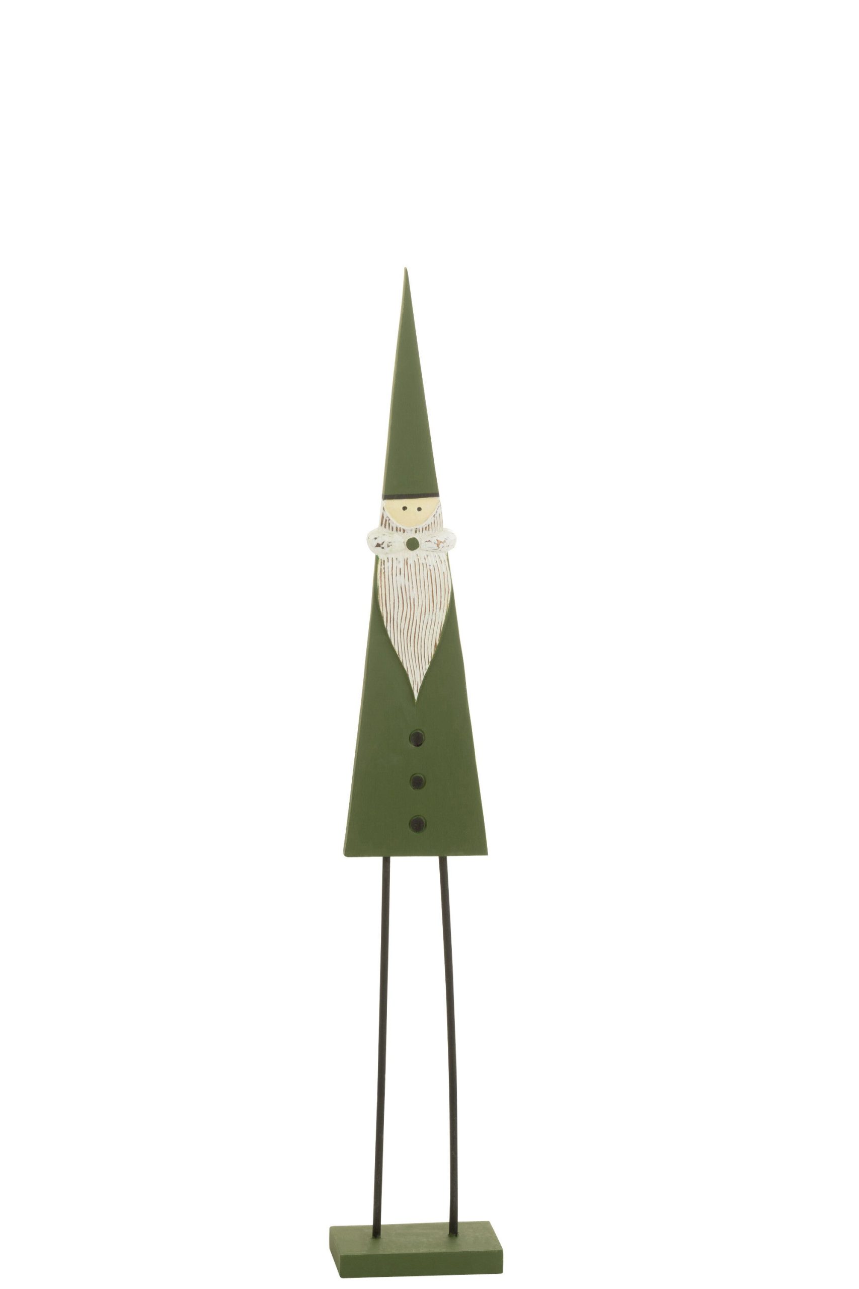 J-Line figuur Kerstman Op Voet - hout - groen - medium