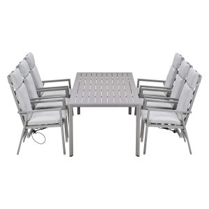 Garden Impressions Tuinset Kasper 7-delig – tuintafel 220×93 cm taupe